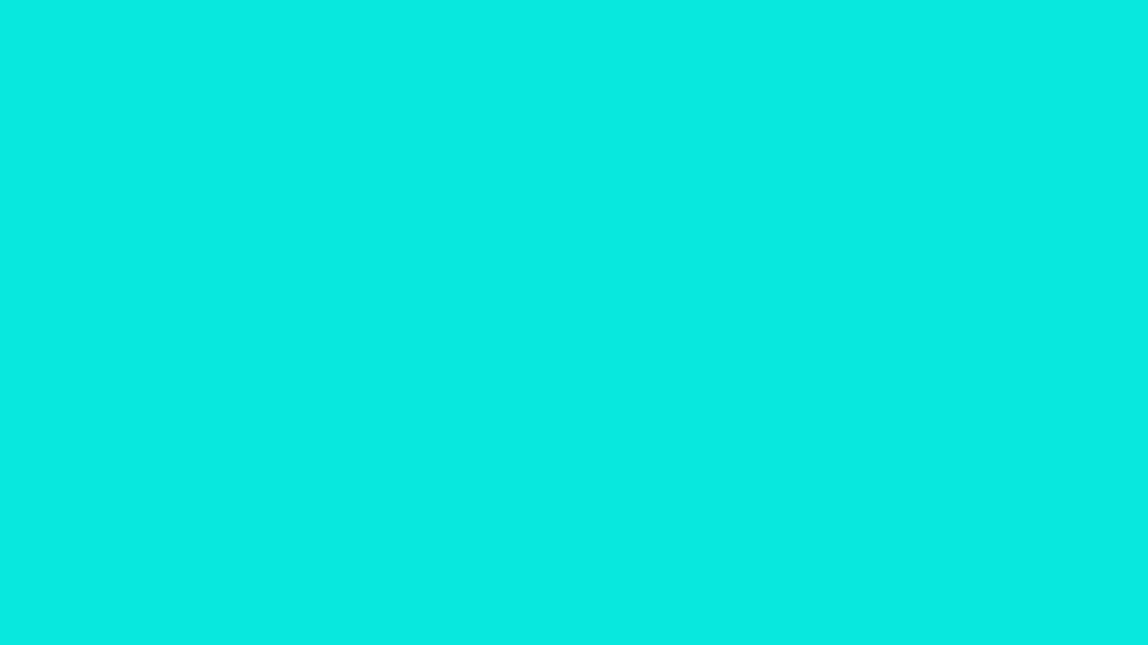 Bright Turquoise solid color background preview (#08E8DE)
